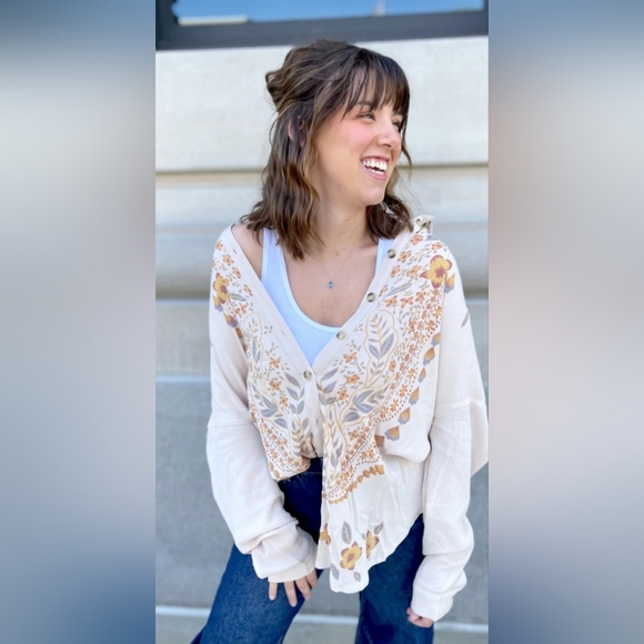 NWT j.nna autumn floral Print women's button down Blouse Size 1XL - Picture 2 of 16